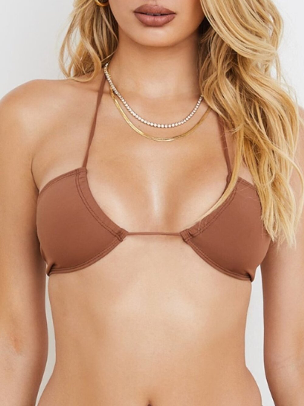NWT HOUSE OF CB Itsy Bitty Lira Bikini Top Brown